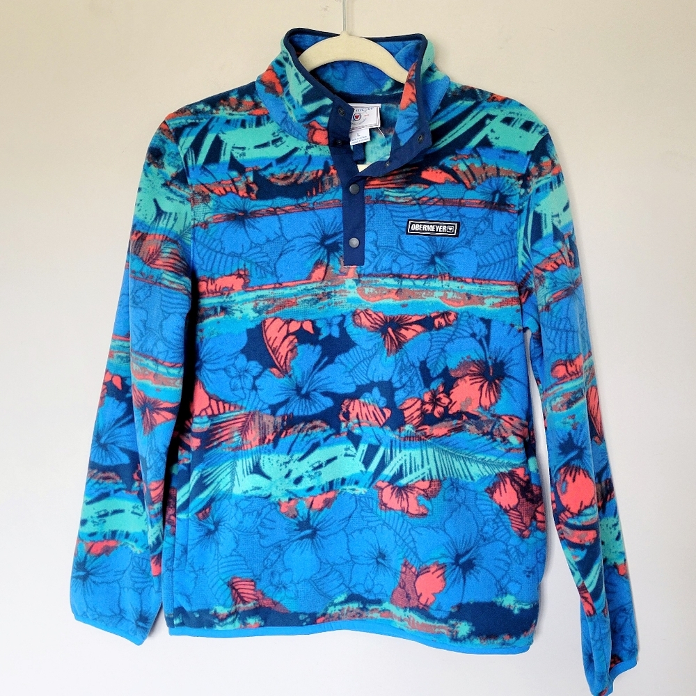 Obermeyer Tropical Floral‎ Graphic Fleece 1/4 Snap Button Pullover